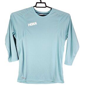 Mens Blue Hoka One One Glide Shirt 3/4 Sleeve Crew Neck Running Performance M